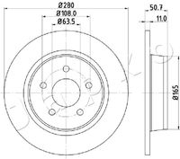 JAPKO 610302 - Tipo de disco de frenos: ventilación interna<br>Diámetro exterior [mm]: 278<br>Espesor de disco de frenos [mm]: 24,0<br>Altura [mm]: 44,4<br>Espesor mínimo [mm]: 22,0<br>Superficie: barnizado<br>Lado de montaje: Eje delantero<br>