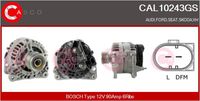 CASCO CAL10243GS - Tensión [V]: 12<br>Corriente de carga alternador [A]: 90<br>Restricción de fabricante: BOSCH<br>ID del modelo de conector: CPA0155<br>Número de nervaduras: 6<br>poleas - Ø [mm]: 54<br>Pinza: M8<br>Poleas: con polea de rueda libre<br>Artículo complementario/Información complementaria: con regulador incorporado<br>Cant. taladros roscados: 2<br>Versión: AS<br>Cantidad de agujeros de fijación: 4<br>Fabricante: AUDI<br>Fabricante: SEAT<br>Fabricante: VW<br>