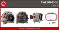 CASCO CAL10243GS - Tensión [V]: 12<br>Corriente de carga alternador [A]: 90<br>Restricción de fabricante: BOSCH<br>ID del modelo de conector: CPA0155<br>Número de nervaduras: 6<br>poleas - Ø [mm]: 54<br>Pinza: M8<br>Poleas: con polea de rueda libre<br>Artículo complementario/Información complementaria: con regulador incorporado<br>Cant. taladros roscados: 2<br>Versión: AS<br>Cantidad de agujeros de fijación: 4<br>Fabricante: AUDI<br>Fabricante: SEAT<br>Fabricante: VW<br>