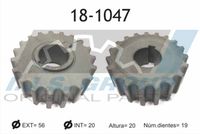 IJS GROUP 181047 - Espesor [mm]: 21<br>Diámetro interior [mm]: 19,5<br>Diámetro exterior [mm]: 56<br>Número de dientes: 19<br>Distribución del motor: Correa dentada<br>Peso [kg]: 0,259<br>