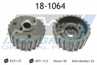 IJS GROUP 181012 - Número de dientes: 23<br>Peso [kg]: 0,22<br>Diámetro interior [mm]: 11,5<br>Diámetro exterior [mm]: 57<br>Distribución del motor: Ruedas dentadas rectas<br>peso [g]: 220<br>