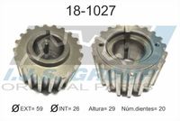 IJS GROUP 181027 - Número de dientes: 20<br>Ancho [mm]: 29,5<br>Diámetro exterior [mm]: 59<br>Distribución del motor: Correa dentada<br>