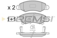 BREMSI BP3229 - Sistema de frenos: BOSCH<br>Lado de montaje: Eje delantero<br>Altura [mm]: 44,5<br>Longitud [mm]: 130,8<br>Espesor [mm]: 15,5<br>Número de WVA: 23257<br>Número de WVA: 23607<br>Número de WVA: 23253<br>Número de WVA: 23254<br>