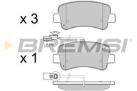 BREMSI BP3441 - Sistema de frenos: BREMBO<br>Lado de montaje: Eje delantero<br>Altura [mm]: 64,7<br>Longitud [mm]: 163,5<br>Espesor [mm]: 18,2<br>Número de WVA: 25147<br>Número de WVA: 25148<br>Número de WVA: 25165<br>Contacto avisador de desgaste: con contacto avisador de desgaste<br>Número de indicadores de desgaste [por eje]: 4<br>Longitud contacto de aviso [mm]: 110<br>