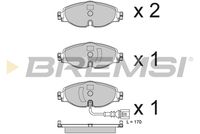 BREMSI BP3782CE - Longitud [mm]: 160,1<br>Altura [mm]: 64,6<br>Espesor [mm]: 19,9<br>Sistema de frenos: Trw<br>Contacto avisador de desgaste: con contacto avisador de desgaste<br>Lado de montaje: Eje delantero<br>