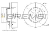 BREMSI CD6209V - Lado de montaje: Eje delantero<br>Tipo de disco de frenos: ventilación interna<br>Espesor de disco de frenos [mm]: 24<br>Número de orificios: 4<br>Artículo complementario / información complementaria 2: con tornillos<br>Altura [mm]: 58<br>Diámetro de centrado [mm]: 64<br>Diámetro exterior [mm]: 260<br>Espesor mínimo [mm]: 22,2<br>Par apriete [Nm]: 100<br>