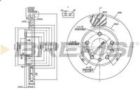 BREMSI CD7042V - Lado de montaje: Eje delantero<br>Llanta, nº de taladros: 4<br>Tipo de disco de frenos: perforado/ventil. int.<br>Espesor de disco de frenos [mm]: 25<br>Número de orificios: 4<br>Artículo complementario / información complementaria 2: con tornillos<br>Altura [mm]: 43<br>Diámetro de centrado [mm]: 60<br>Diámetro exterior [mm]: 280<br>Procesamiento: altamente carbonizado<br>Superficie: revestido<br>Espesor mínimo [mm]: 22,8<br>Par apriete [Nm]: 110<br>