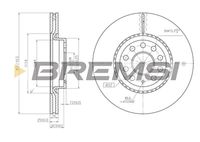 BREMSI CD7305V - Lado de montaje: Eje delantero<br>Diámetro exterior [mm]: 288<br>Espesor de disco de frenos [mm]: 25<br>Espesor mínimo [mm]: 22<br>Tipo de disco de frenos: ventilado<br>Número de orificios: 5<br>Par apriete [Nm]: 12<br>Color: negro<br>Superficie: barnizado<br>