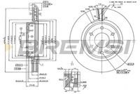 BREMSI CD7332V - Lado de montaje: Eje trasero<br>Tipo de disco de frenos: ventilación interna<br>Espesor de disco de frenos [mm]: 18<br>Número de orificios: 6<br>Altura [mm]: 61<br>Diámetro de centrado [mm]: 68<br>Diámetro exterior [mm]: 308<br>Superficie: revestido<br>Espesor mínimo [mm]: 16<br>