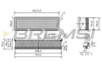 BREMSI FA0113 - Tipo de filtro: Cartucho filtrante<br>Longitud [mm]: 322<br>Ancho [mm]: 128<br>Altura [mm]: 67<br>Cantidad: 1<br>