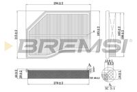 BREMSI FA0118 - Tipo de filtro: Cartucho filtrante<br>Longitud [mm]: 294,6<br>Ancho [mm]: 204,5<br>Altura [mm]: 46,5<br>