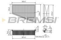 BREMSI FA0532 - año construcción hasta: 07/2011<br>Tipo de filtro: Cartucho filtrante<br>Longitud [mm]: 300<br>Ancho [mm]: 240,5<br>Altura [mm]: 70,3<br>Cantidad: 1<br>