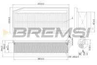 BREMSI FA1201 - Tipo de filtro: Cartucho filtrante<br>Longitud [mm]: 281<br>Ancho [mm]: 144<br>Altura [mm]: 63<br>