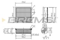 BREMSI FA0562 - año construcción hasta: 12/2011<br>Tipo de filtro: Cartucho filtrante<br>Longitud [mm]: 213<br>Ancho [mm]: 203<br>Altura [mm]: 62<br>