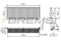 BREMSI FA1265 - año construcción desde: 10/1999<br>Tipo de filtro: Cartucho filtrante<br>Longitud [mm]: 370<br>Ancho [mm]: 134,5<br>Altura [mm]: 58,3<br>