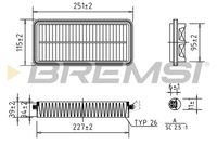 BREMSI FA0609 - año construcción desde: 05/2004<br>año construcción hasta: 01/2011<br>Tipo de filtro: Cartucho filtrante<br>Longitud [mm]: 252<br>Ancho [mm]: 114<br>Altura [mm]: 39<br>