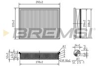 BREMSI FA0610 - año construcción hasta: 03/2010<br>Tipo de filtro: Cartucho filtrante<br>Longitud [mm]: 292<br>Ancho [mm]: 224<br>Altura [mm]: 43,5<br>