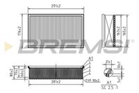 BREMSI FA0620 - Longitud [mm]: 292<br>Ancho [mm]: 177<br>Altura [mm]: 70<br>Tipo de filtro: Cartucho filtrante<br>