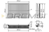 BREMSI FA0622 - Altura [mm]: 42<br>Longitud [mm]: 291<br>Ancho [mm]: 205<br>Tipo de filtro: Cartucho filtrante<br>