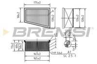 BREMSI FA0644 - Código de motor: F4P 775<br>Tipo de filtro: Cartucho filtrante<br>Longitud [mm]: 176<br>Ancho [mm]: 142<br>Altura [mm]: 70,3<br>Cantidad: 1<br>