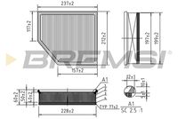 BREMSI FA1036 - año construcción hasta: 07/2010<br>Tipo de filtro: Cartucho filtrante<br>Longitud [mm]: 238<br>Ancho [mm]: 209<br>Altura [mm]: 56<br>Cantidad: 1<br>