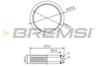 BREMSI FA1059 - Forma: redondo<br>Altura [mm]: 55<br>Diámetro interior [mm]: 182<br>Diámetro exterior [mm]: 232<br>Tipo de filtro: Cartucho filtrante<br>