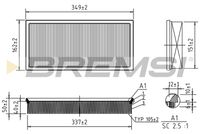 BREMSI FA1084 - Número de piezas necesarias: 2<br>Tipo de filtro: Cartucho filtrante<br>Longitud [mm]: 347<br>Ancho [mm]: 163<br>Altura [mm]: 50<br>Cantidad: 1<br>