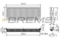 BREMSI FA1659 - año construcción hasta: 07/1996<br>Tipo de filtro: Cartucho filtrante<br>Longitud [mm]: 396,5<br>Ancho [mm]: 150<br>Altura [mm]: 41<br>