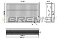 BREMSI FA1662 - Tipo de filtro: Cartucho filtrante<br>Longitud [mm]: 308<br>Ancho [mm]: 184<br>Altura [mm]: 57<br>