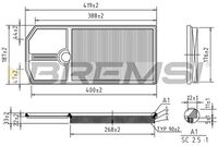 BREMSI FA1668 - Altura [mm]: 60<br>Forma: redondo<br>Diámetro interior [mm]: 224<br>Diámetro exterior [mm]: 274<br>Tipo de filtro: Cartucho filtrante<br>