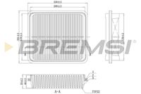 BREMSI FA1146 - Tipo de filtro: Cartucho filtrante<br>Longitud [mm]: 227<br>Ancho [mm]: 200<br>Altura [mm]: 53,5<br>Cantidad: 1<br>