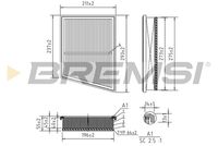 BREMSI FA1169 - Longitud [mm]: 292<br>Ancho [mm]: 211<br>Altura [mm]: 45<br>Tipo de filtro: Cartucho filtrante<br>