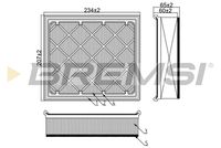 BREMSI FA1182 - Tipo de filtro: Cartucho filtrante<br>Longitud [mm]: 233,5<br>Ancho [mm]: 205<br>Altura [mm]: 62,5<br>Cantidad: 1<br>