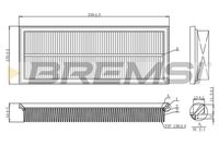 BREMSI FA1238 - Tipo de filtro: Cartucho filtrante<br>Longitud [mm]: 350,6<br>Ancho [mm]: 135,5<br>Altura [mm]: 44,3<br>