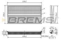 BREMSI FA1245 - año construcción hasta: 12/2014<br>Tipo de filtro: Cartucho filtrante<br>Longitud [mm]: 417<br>Ancho [mm]: 227,5<br>Altura [mm]: 41<br>Cantidad: 1<br>