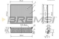 BREMSI FA1253 - Longitud [mm]: 314<br>Ancho [mm]: 277,5<br>Altura [mm]: 71<br>Tipo de filtro: Cartucho filtrante<br>