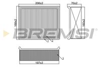 BREMSI FA1262 - Tipo de filtro: Cartucho filtrante<br>Longitud [mm]: 421<br>Ancho [mm]: 93<br>Altura [mm]: 51<br>