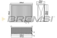 BREMSI FA1263 - Longitud [mm]: 206<br>Ancho [mm]: 168<br>Altura [mm]: 72<br>Tipo de filtro: Cartucho filtrante<br>