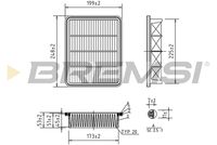 BREMSI FA1604 - Tipo de filtro: Cartucho filtrante<br>Longitud [mm]: 248<br>Ancho [mm]: 199<br>Altura [mm]: 52<br>Cantidad: 1<br>