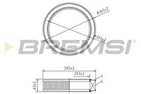 BREMSI FA1638 - Tipo de filtro: Cartucho filtrante<br>Altura [mm]: 92<br>Diámetro exterior [mm]: 260<br>Diámetro interior [mm]: 202<br>