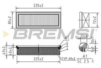 BREMSI FA1640 - año construcción desde: 03/1992<br>Tipo de filtro: Cartucho filtrante<br>Longitud [mm]: 235<br>Ancho [mm]: 86<br>Altura [mm]: 48<br>