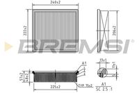 BREMSI FA1647 - año construcción hasta: 07/1994<br>Tipo de filtro: Cartucho filtrante<br>Longitud [mm]: 224<br>Ancho [mm]: 240,5<br>Altura [mm]: 58<br>