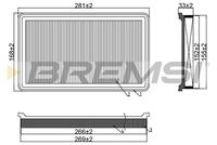 BREMSI FA1679 - Longitud [mm]: 227<br>Ancho [mm]: 169<br>Altura [mm]: 33<br>Tipo de filtro: Cartucho filtrante<br>