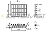 BREMSI FA1970 - año construcción hasta: 06/2000<br>Tipo de filtro: Cartucho filtrante<br>Longitud [mm]: 204<br>Ancho [mm]: 214<br>Altura [mm]: 51<br>Cantidad: 1<br>