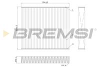 BREMSI FC0103C - Altura [mm]: 36<br>Tipo de filtro: con efecto bactericida<br>Longitud [mm]: 254<br>Ancho [mm]: 224<br>