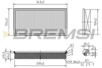 BREMSI FA2148 - Tipo de filtro: Cartucho filtrante<br>Longitud [mm]: 342<br>Ancho [mm]: 177<br>Altura [mm]: 50<br>