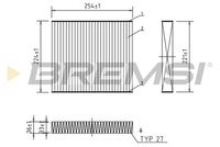 BREMSI FC0103A - Longitud [mm]: 254<br>Tipo de filtro: Filtro de partículas<br>Ancho [mm]: 223<br>Altura [mm]: 35<br>