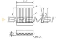 BREMSI FC0167A - Altura [mm]: 30<br>Tipo de filtro: Filtro de partículas<br>Longitud [mm]: 200<br>Ancho [mm]: 177<br>