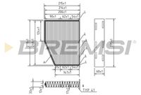 BREMSI FC0190 - Vehículo con dirección a la izquierda / derecha: para vehíc. dirección a la derecha<br>Tipo de filtro: Filtro de carbón activado<br>Longitud [mm]: 210,8<br>Ancho [mm]: 271,8<br>Altura [mm]: 34<br>Cantidad: 1<br>