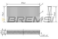 BREMSI FC0403C - Altura [mm]: 48<br>Tipo de filtro: Filtro de partículas<br>Longitud [mm]: 377<br>Ancho [mm]: 175<br>